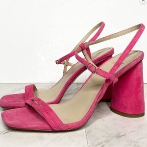 SAM EDELMAN | Kit Pink Suede Heel Sandal | 9